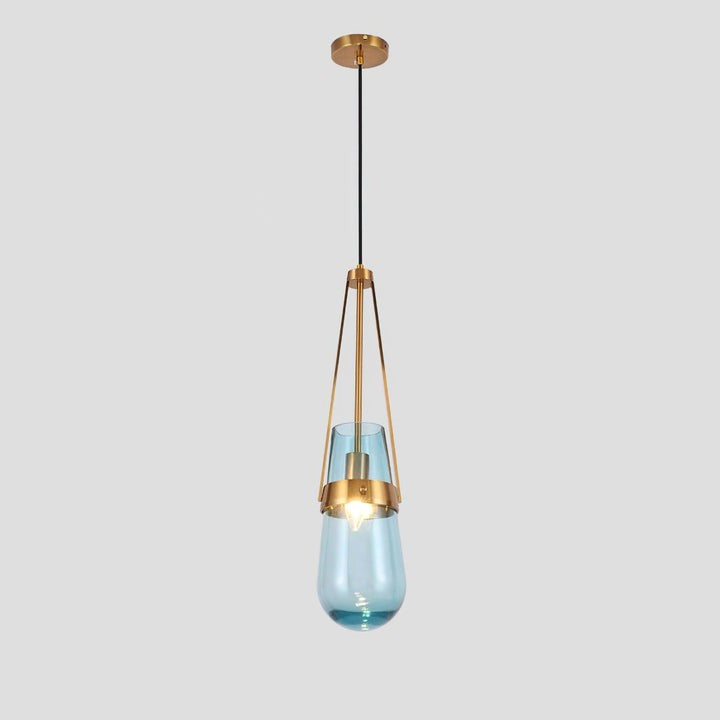 Contemporary Blue & Clear Glass Ceiling Pendant Light