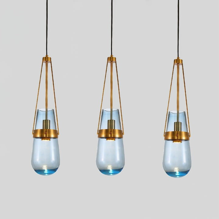 Contemporary Blue & Clear Glass Ceiling Pendant Light