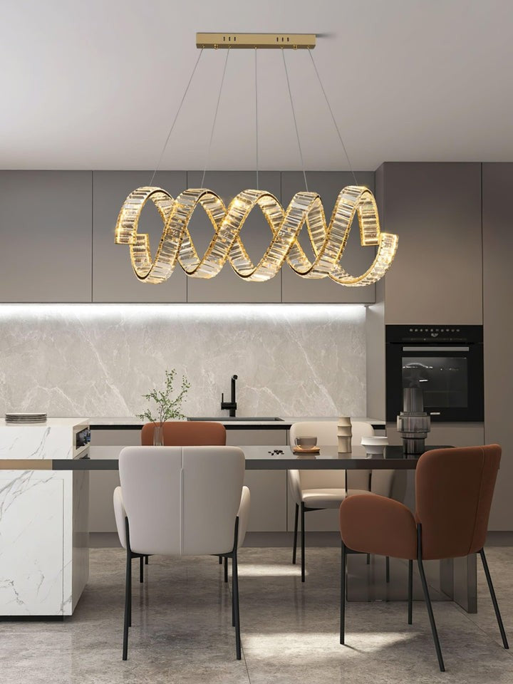 Contemporary Curved LED Crystal Chandelier