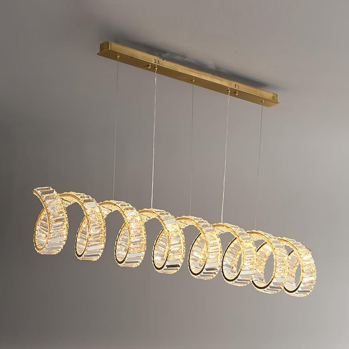 Contemporary Curved LED Crystal Chandelier