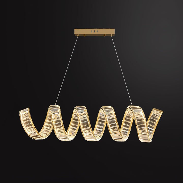 Contemporary Curved LED Crystal Chandelier