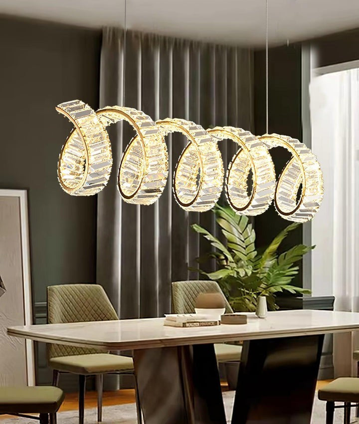 Contemporary Curved LED Crystal Chandelier