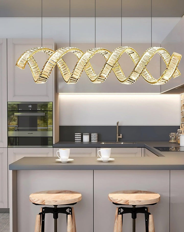 Contemporary Curved LED Crystal Chandelier