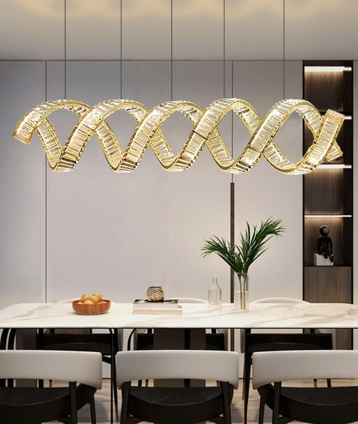 Contemporary Curved LED Crystal Chandelier