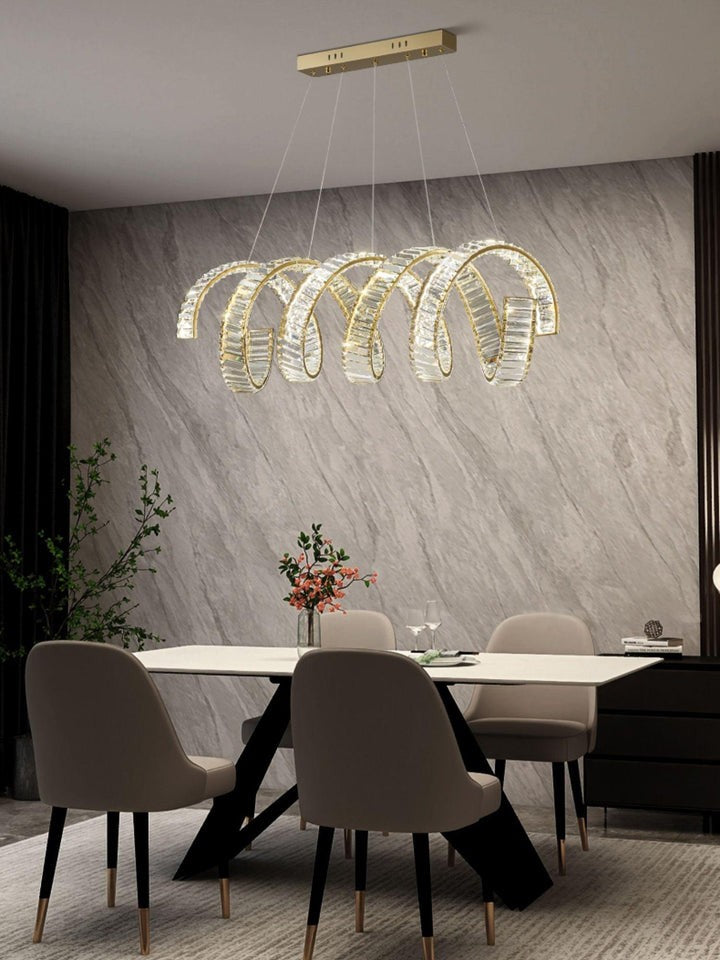 Contemporary Curved LED Crystal Chandelier