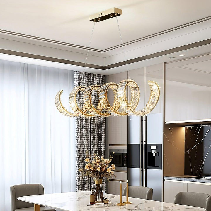 Contemporary Curved LED Crystal Chandelier