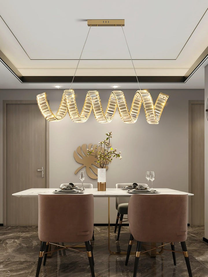 Contemporary Curved LED Crystal Chandelier