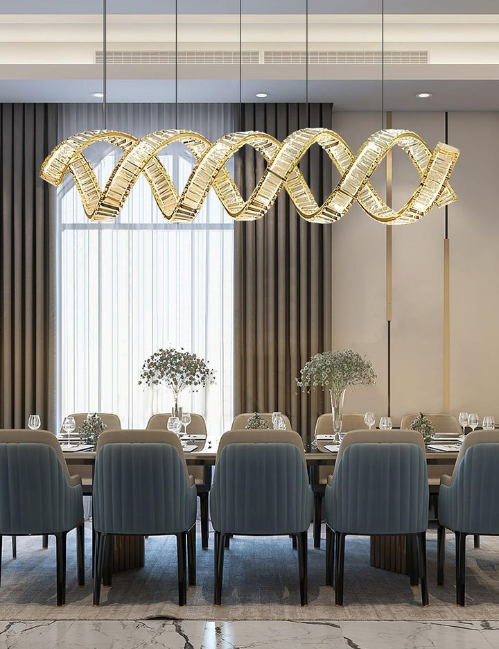 Contemporary Curved LED Crystal Chandelier