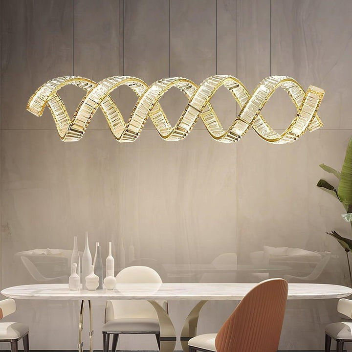 Contemporary Curved LED Crystal Chandelier