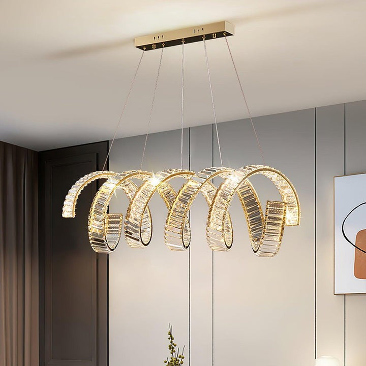 Contemporary Curved LED Crystal Chandelier