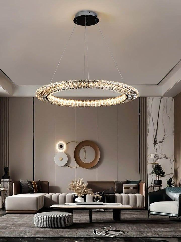 Contemporary Geometric LED Crystal Chandelier