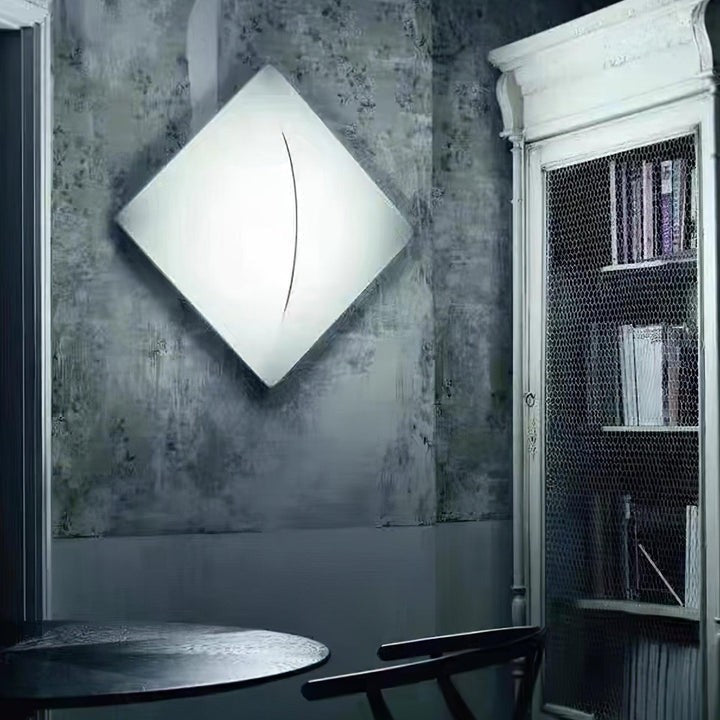 Contemporary Geometric LED Wall Sconce with Fabric Shade