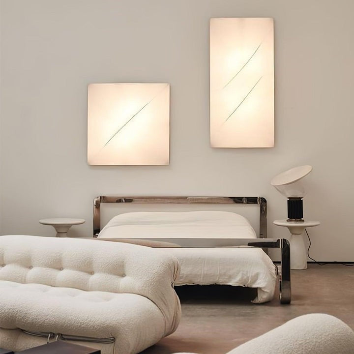 Contemporary Geometric LED Wall Sconce with Fabric Shade