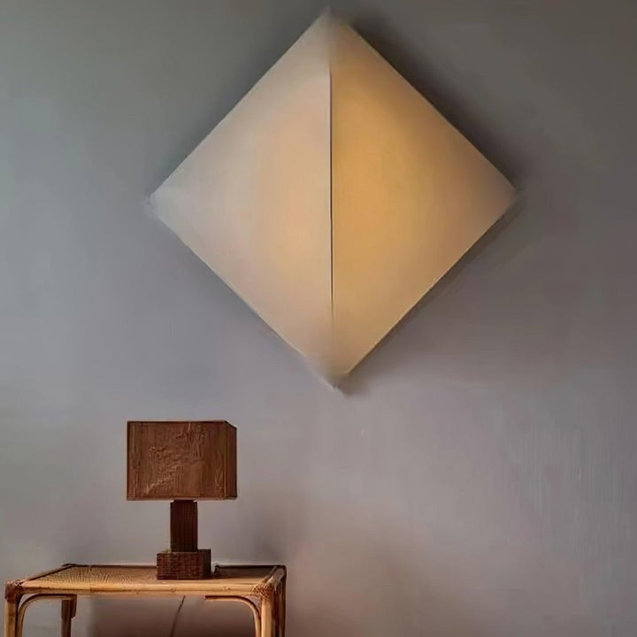 Contemporary Geometric LED Wall Sconce with Fabric Shade