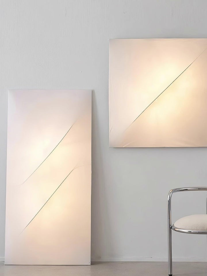 Contemporary Geometric LED Wall Sconce with Fabric Shade