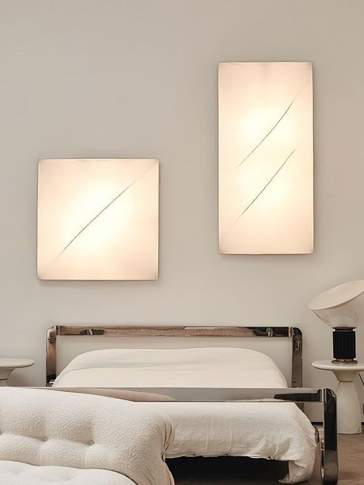 Contemporary Geometric LED Wall Sconce with Fabric Shade