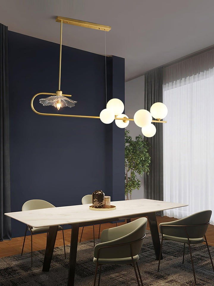 Contemporary Metal & Glass Dining Chandelier