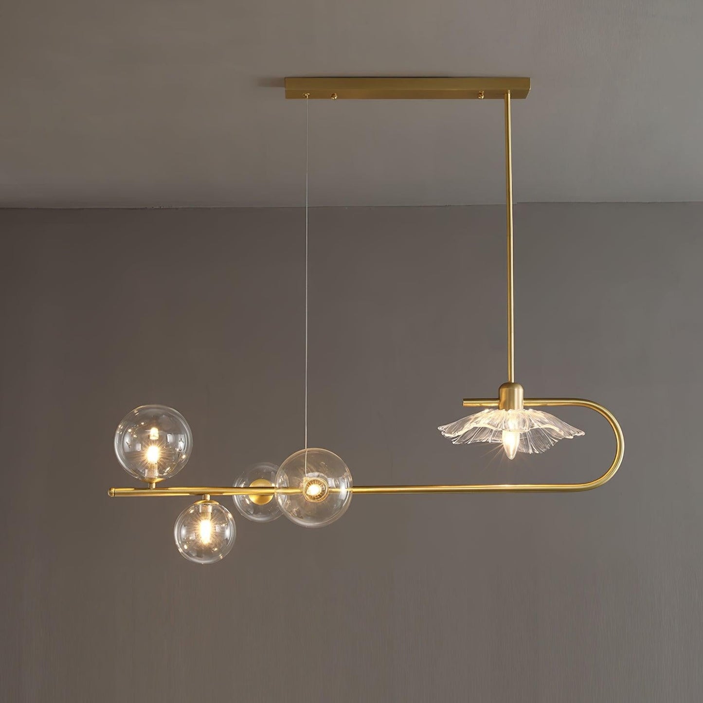Contemporary Metal & Glass Dining Chandelier