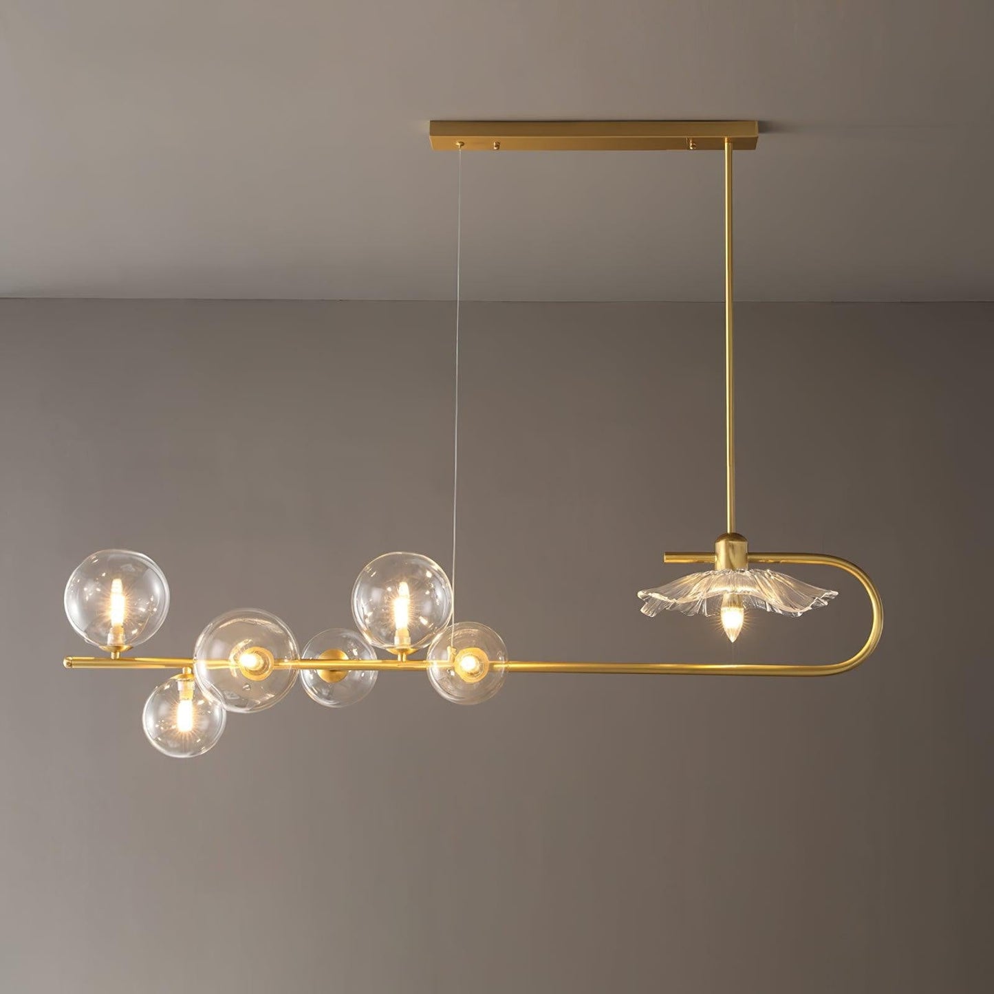 Contemporary Metal & Glass Dining Chandelier