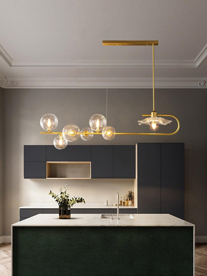 Contemporary Metal & Glass Dining Chandelier