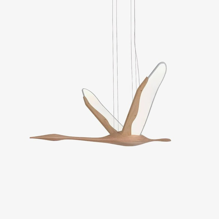 Crane-Inspired Wood & Metal LED Pendant Light
