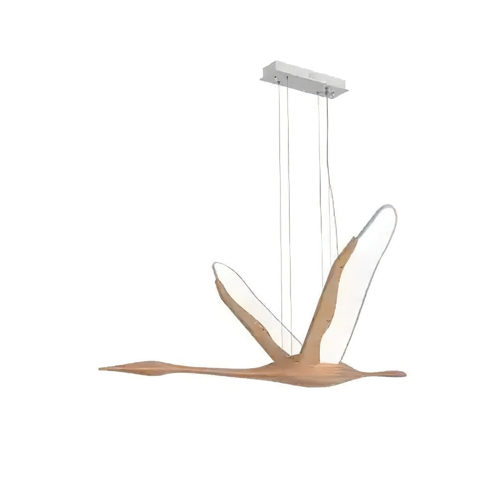 Crane-Inspired Wood & Metal LED Pendant Light