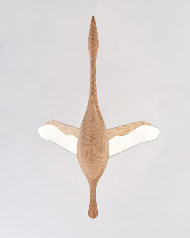 Crane-Inspired Wood & Metal LED Pendant Light