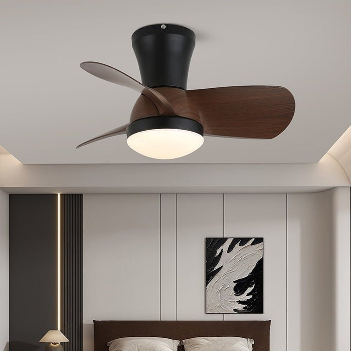 Curved Walnut Blade Ceiling Fan with Integrated LED Light