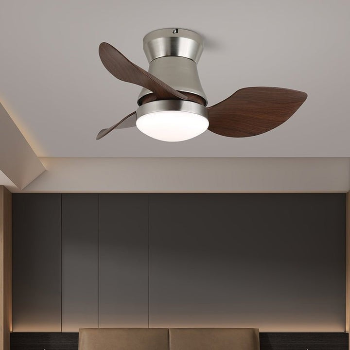 Curved Walnut Blade Ceiling Fan with Integrated LED Light