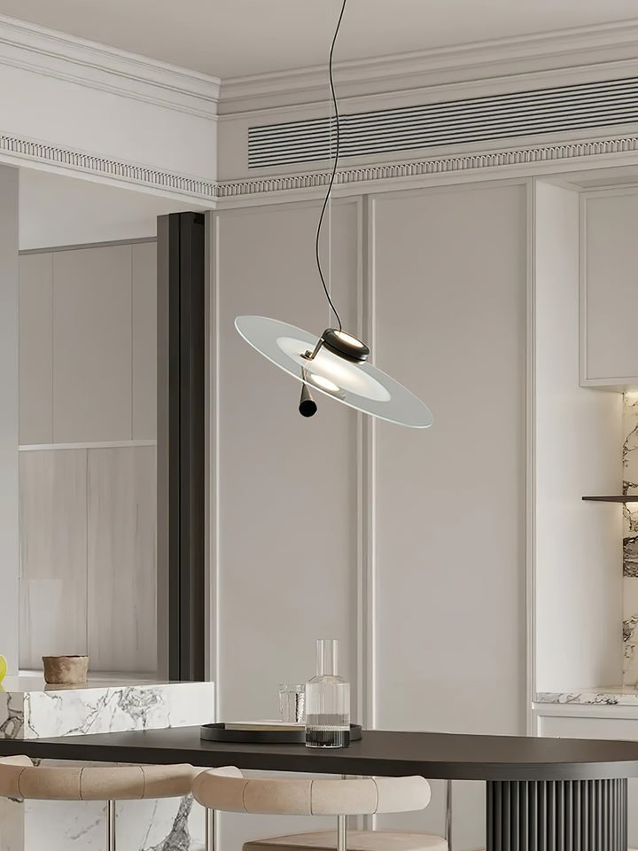 Disc LED Pendant Light with Balancing Counterweight – 50cm Modern Fixture