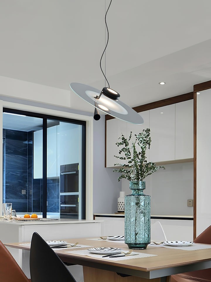 Disc LED Pendant Light with Balancing Counterweight – 50cm Modern Fixture