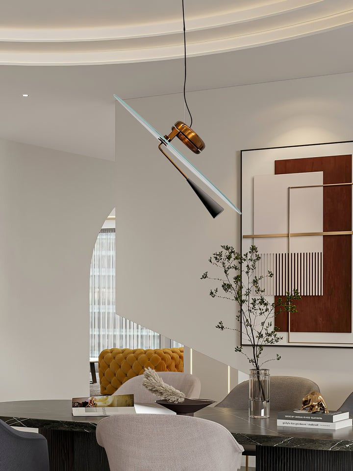 Disc LED Pendant Light with Balancing Counterweight – 50cm Modern Fixture