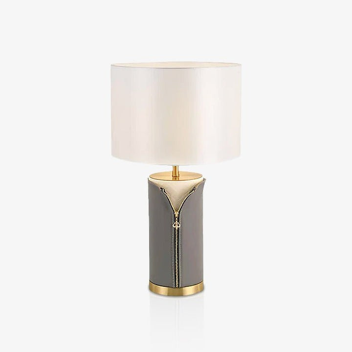 Elegant Leather & Metal Table Lamp with Gold Accents
