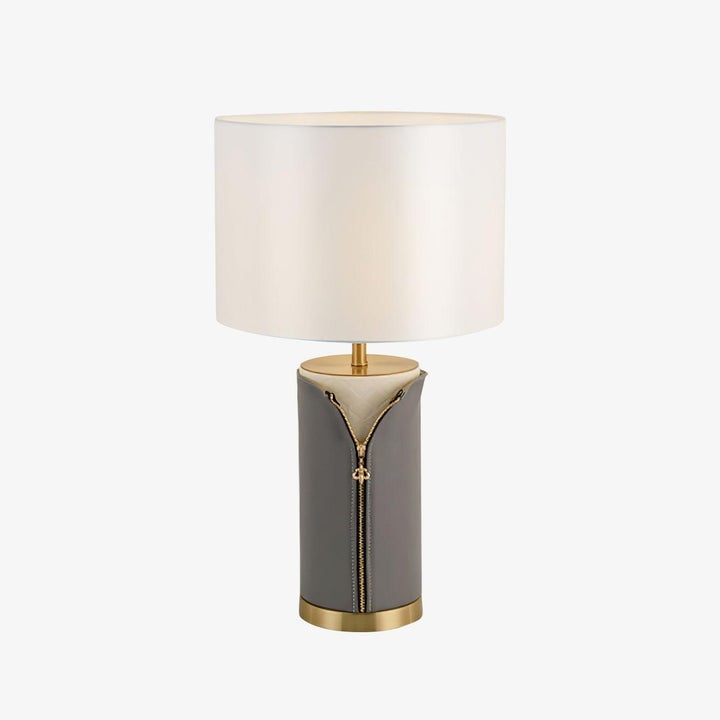 Elegant Leather & Metal Table Lamp with Gold Accents