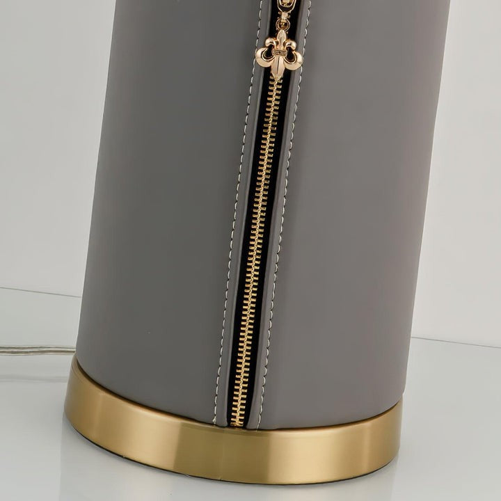 Elegant Leather & Metal Table Lamp with Gold Accents
