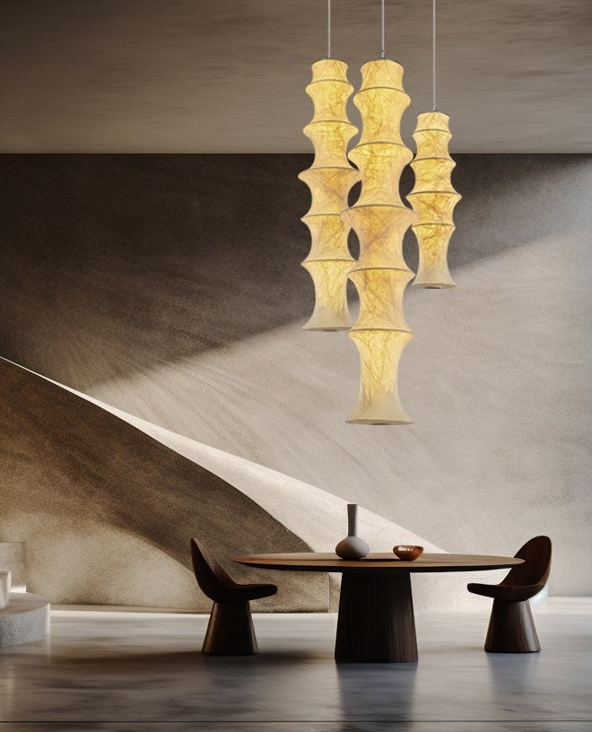 Falkland Tiered White Silk LED Pendant Lamp
