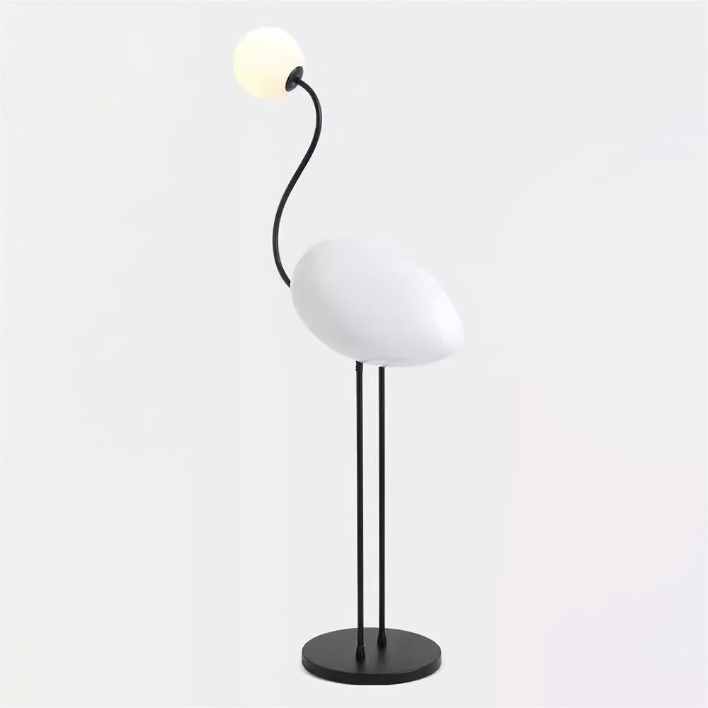 Flamingo-Inspired Gold Floor Lamp with Glass Orb
