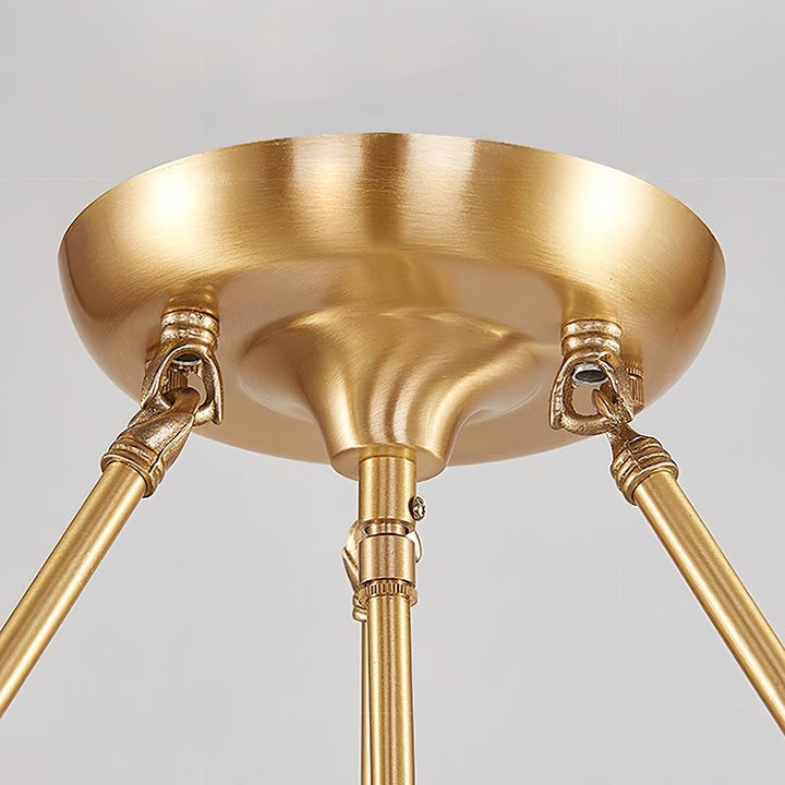 Frosted Glass Flower Ceiling Light with Brass Accents