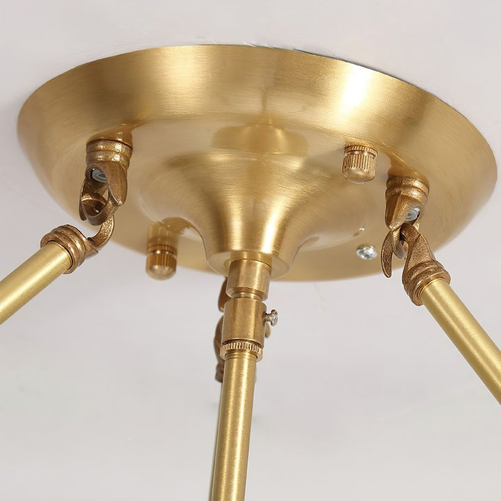 Frosted Glass Flower Ceiling Light with Brass Accents