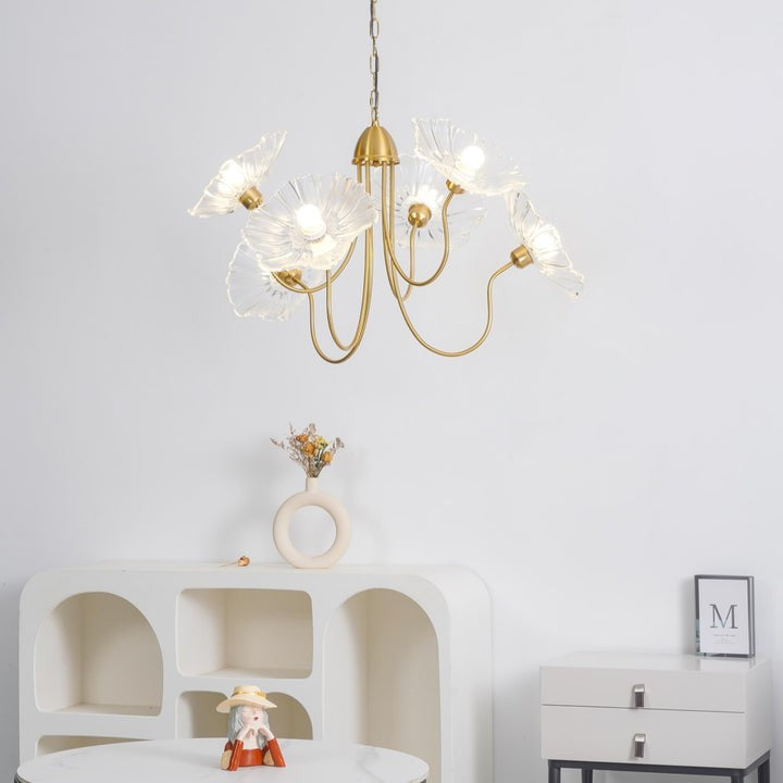 Frosted Leaf Glass Ceiling Chandelier Light