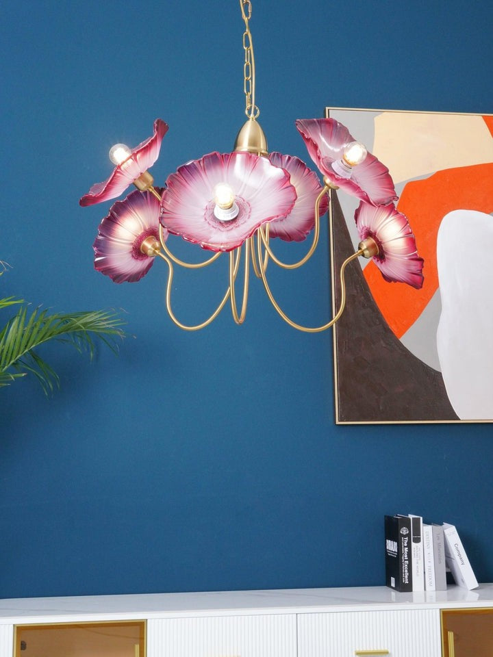 Frosted Leaf Glass Ceiling Chandelier Light