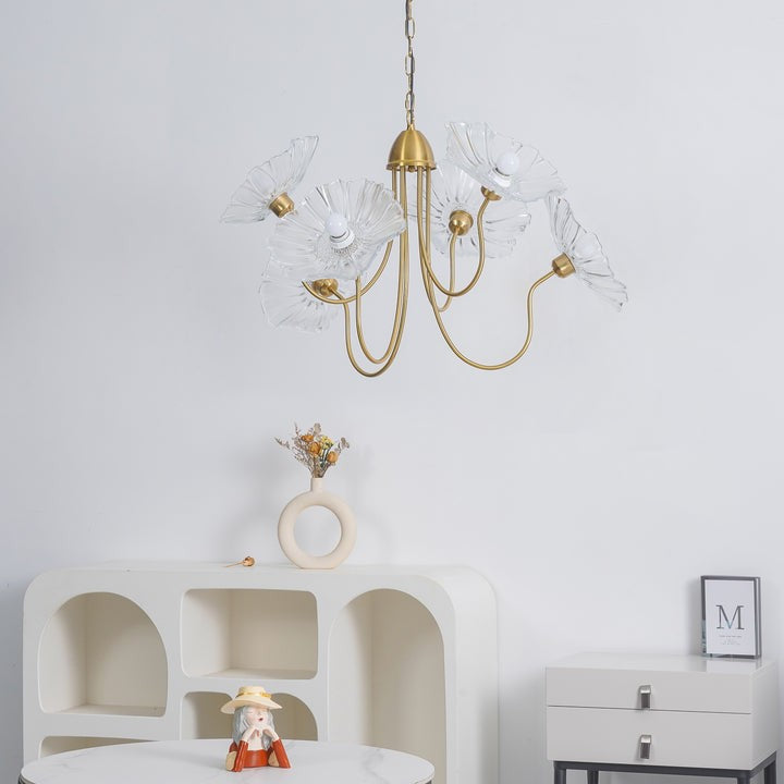 Frosted Leaf Glass Ceiling Chandelier Light