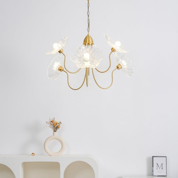 Frosted Leaf Glass Ceiling Chandelier Light