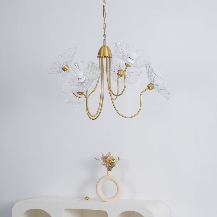 Frosted Leaf Glass Ceiling Chandelier Light