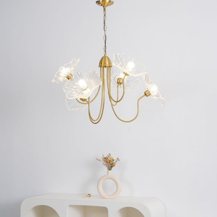 Frosted Leaf Glass Ceiling Chandelier Light