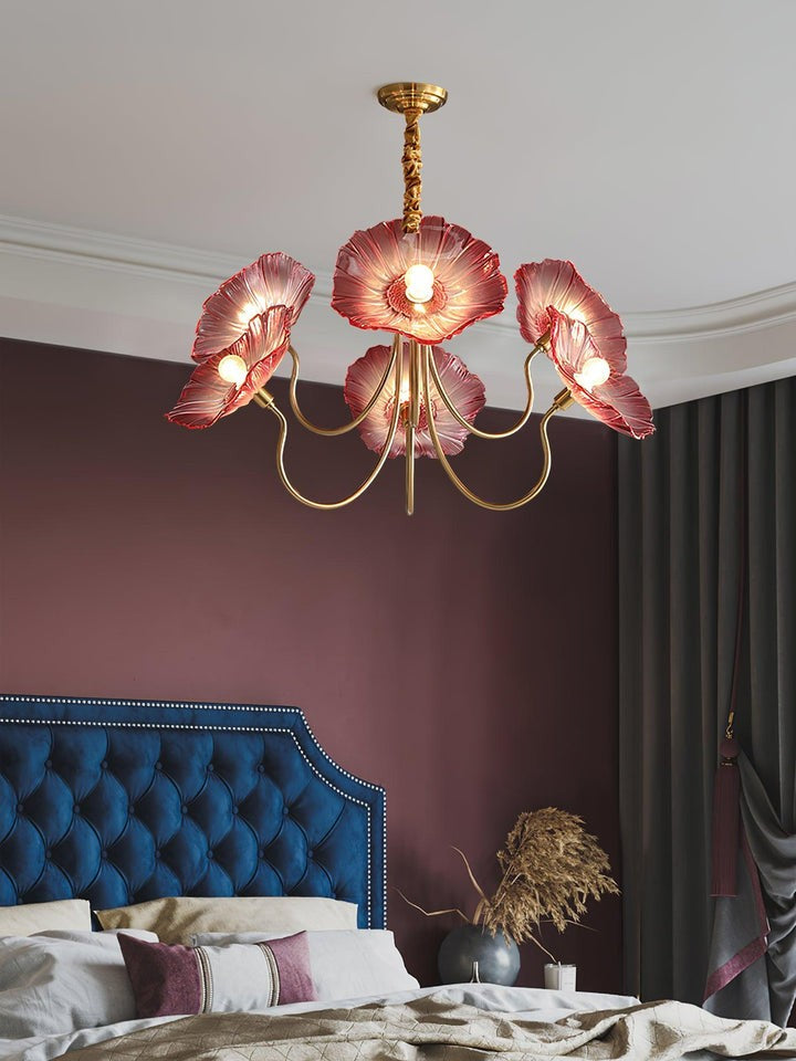 Frosted Leaf Glass Ceiling Chandelier Light