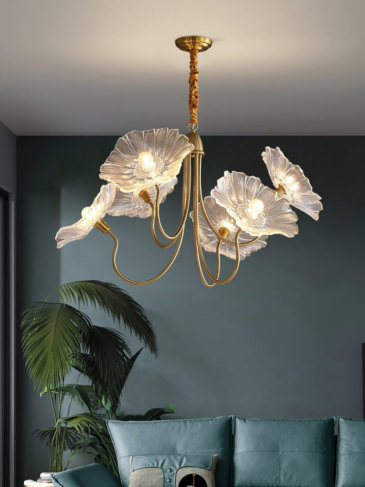 Frosted Leaf Glass Ceiling Chandelier Light