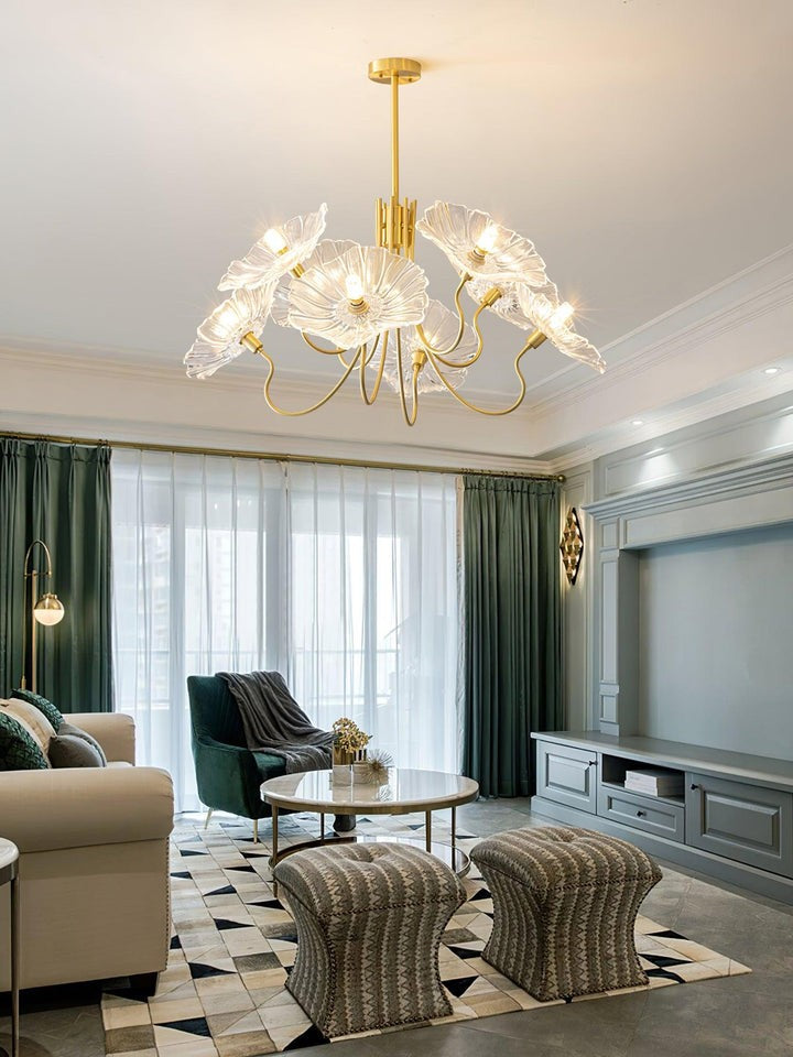 Frosted Leaf Glass Ceiling Chandelier Light