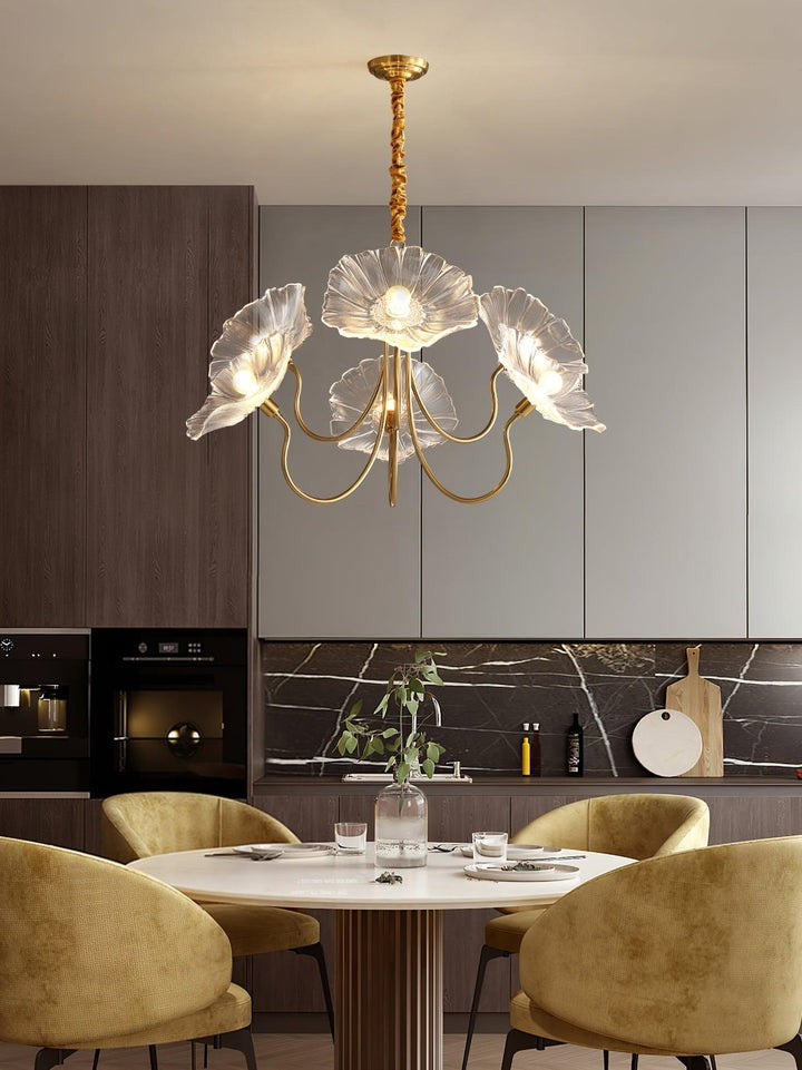 Frosted Leaf Glass Ceiling Chandelier Light
