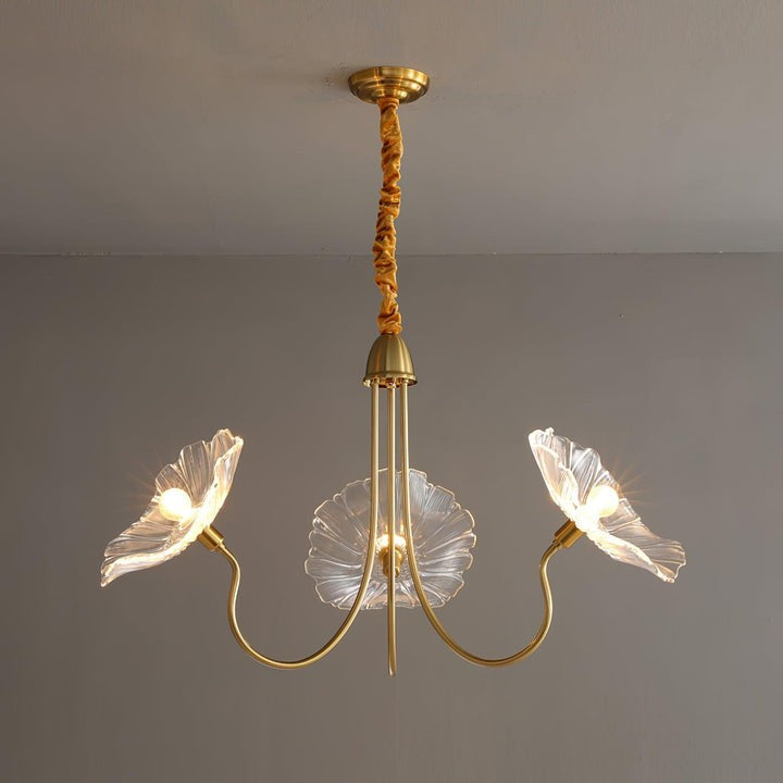 Frosted Leaf Glass Ceiling Chandelier Light